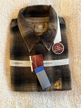 Covington Men's Brown and Black Plaid Button-Down Shirt